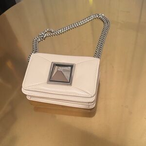 Steve Madden Cream Crossbody Bag with Silver Chain